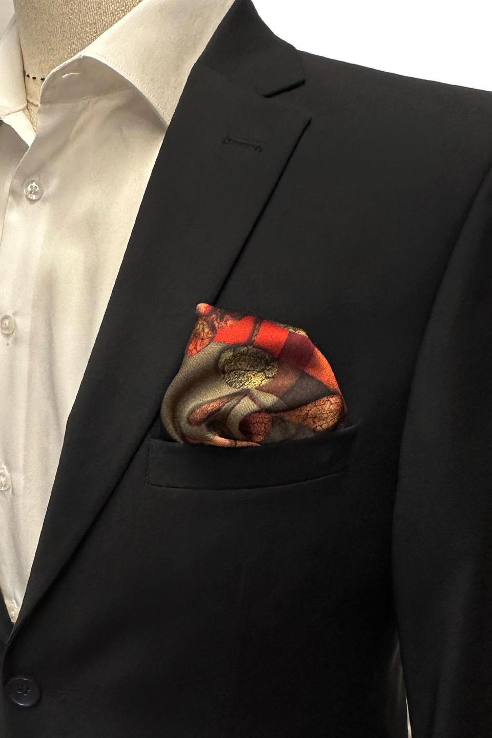 Çok Renkli Kare Desen Erkek Cep Mendili SPS604-68