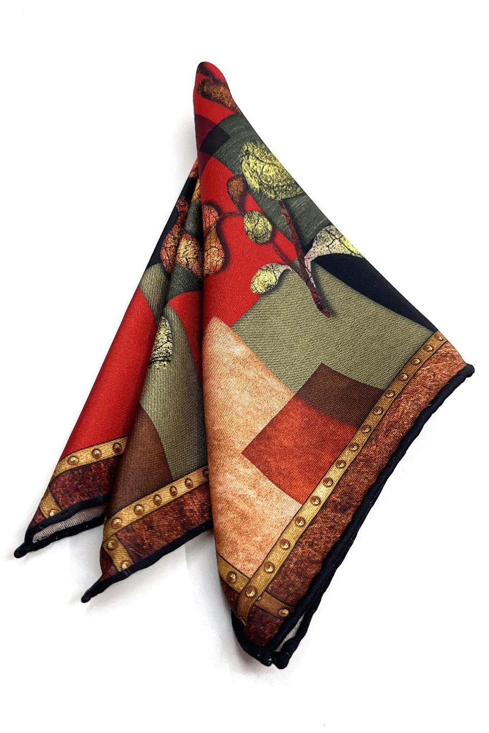 Çok Renkli Kare Desen Erkek Cep Mendili SPS604-68