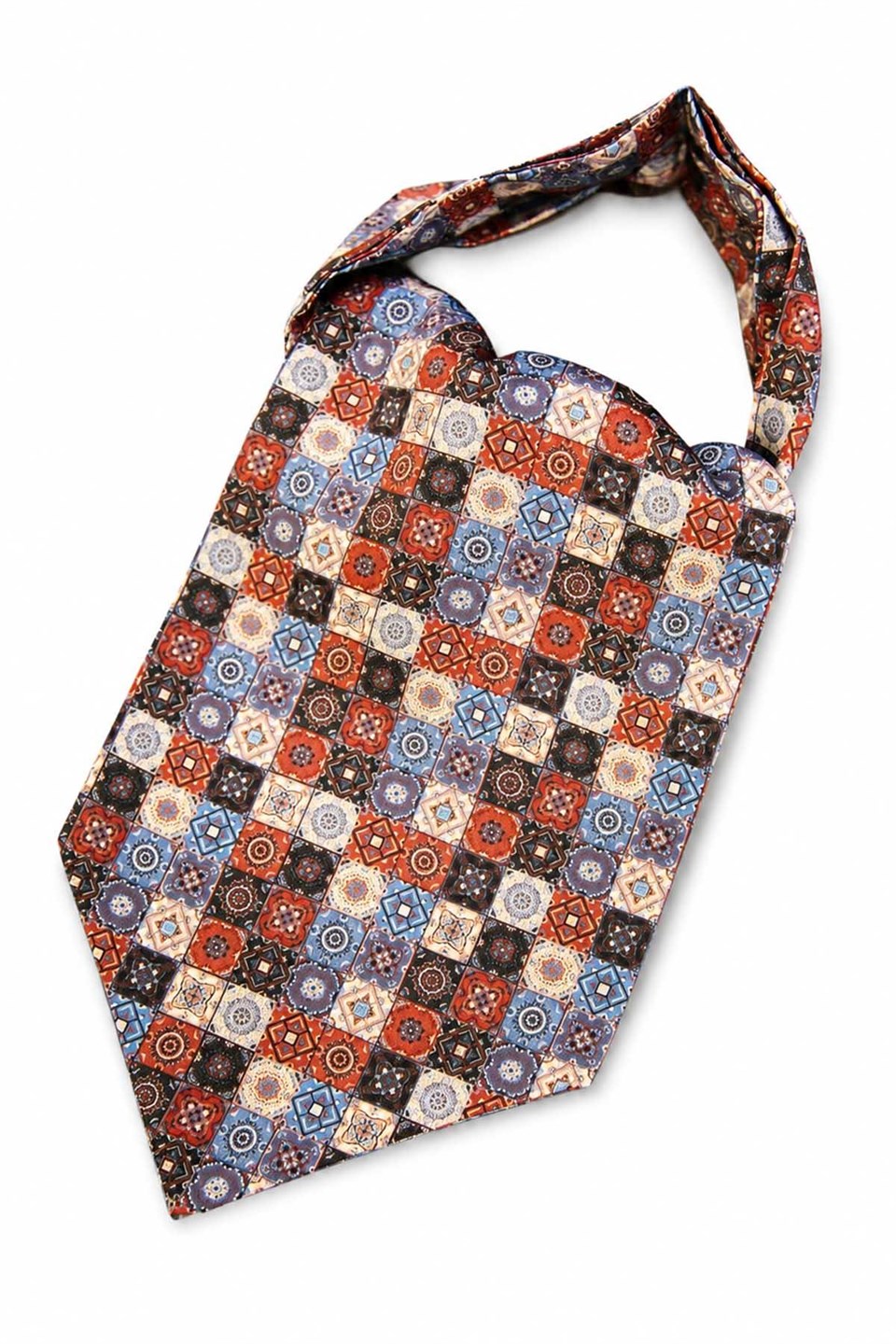 Çok Renkli Motif Desen Ascot Kravat K686