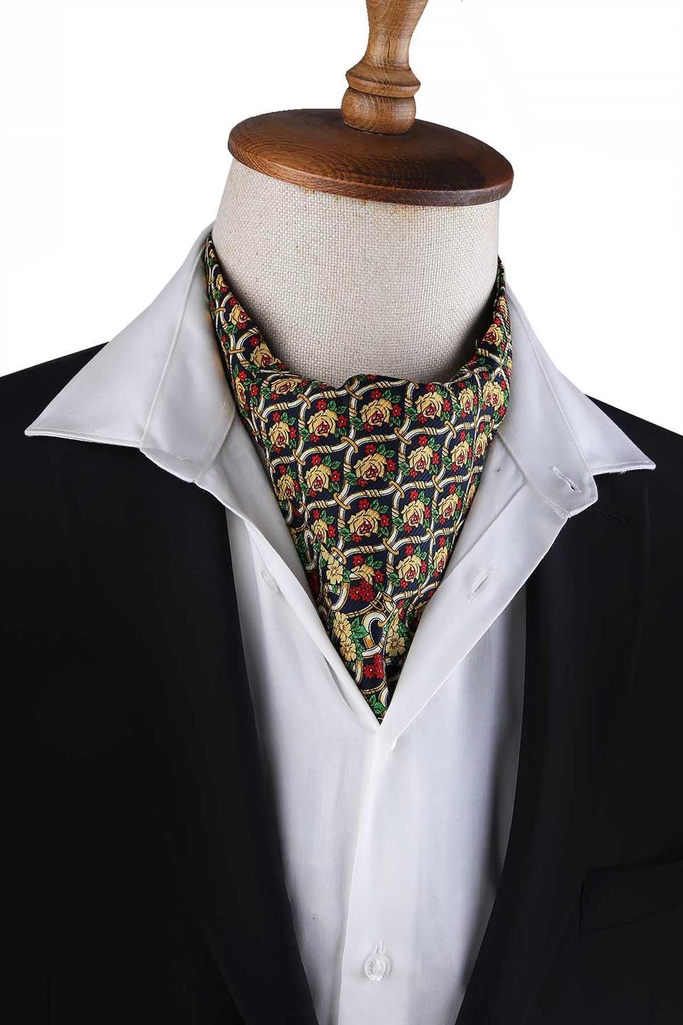 Çok Renkli Motif Desen Erkek Ascot Fular K643