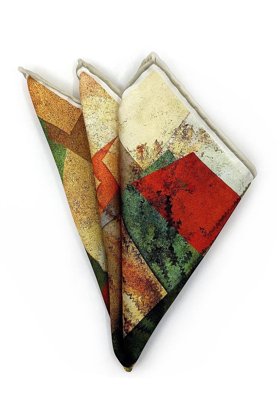 Çok Renkli Motif Desen Erkek Cep Mendili SPS542-16