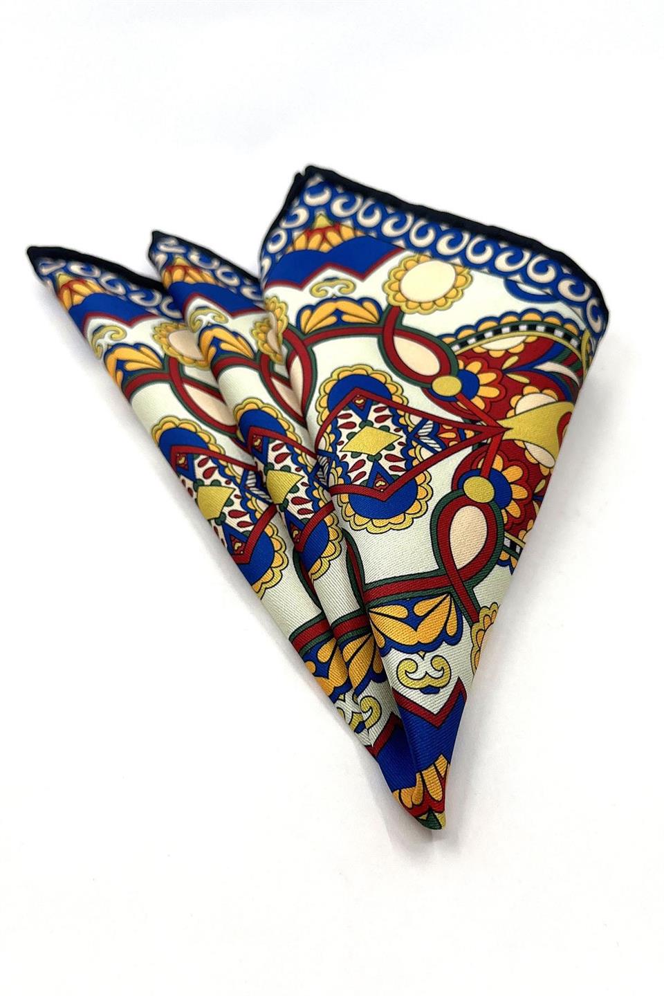 Çok Renkli Motif Desen Erkek Cep Mendili SPS573-16