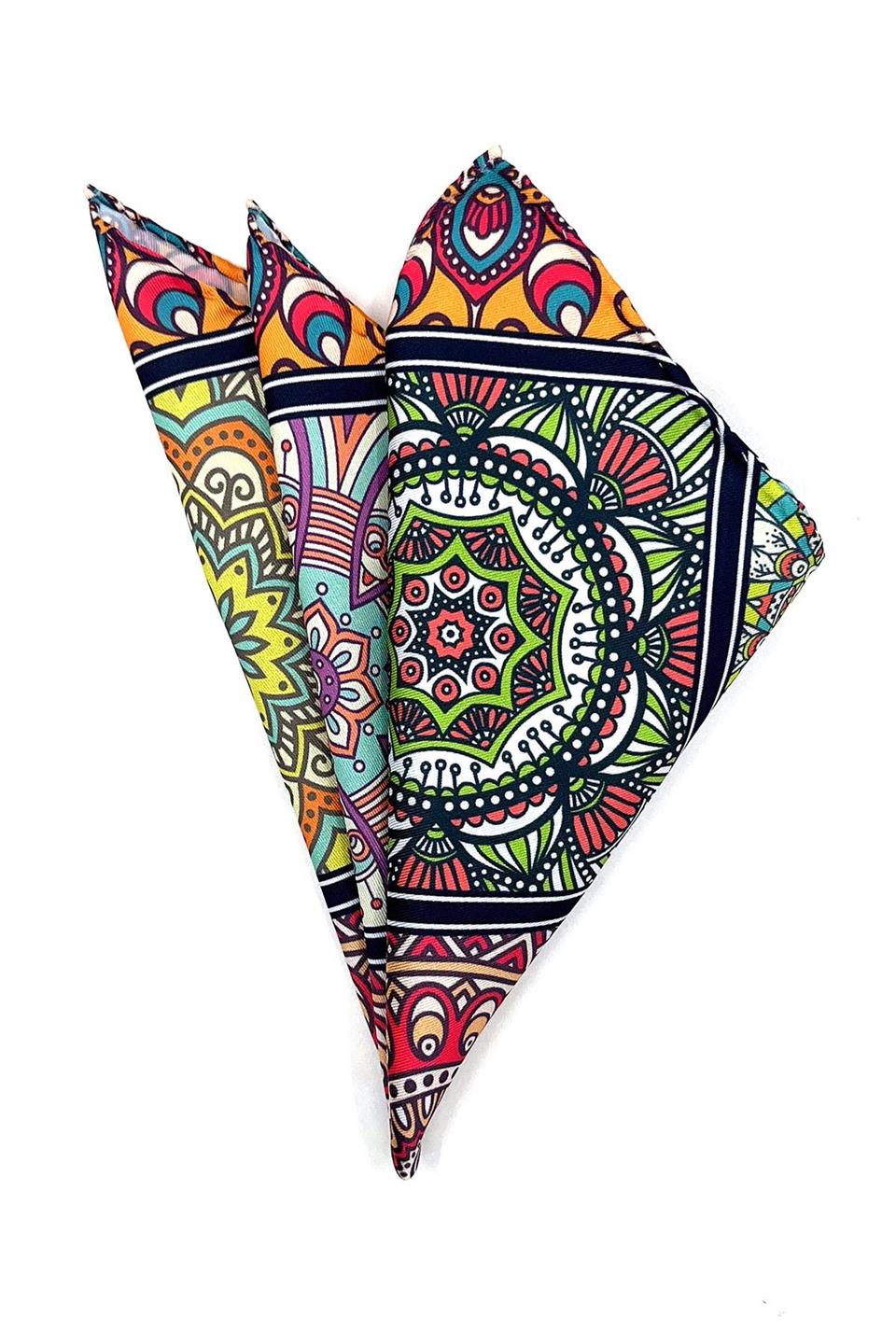 Çok Renkli Motif Desen Erkek Cep Mendili SPS548-17