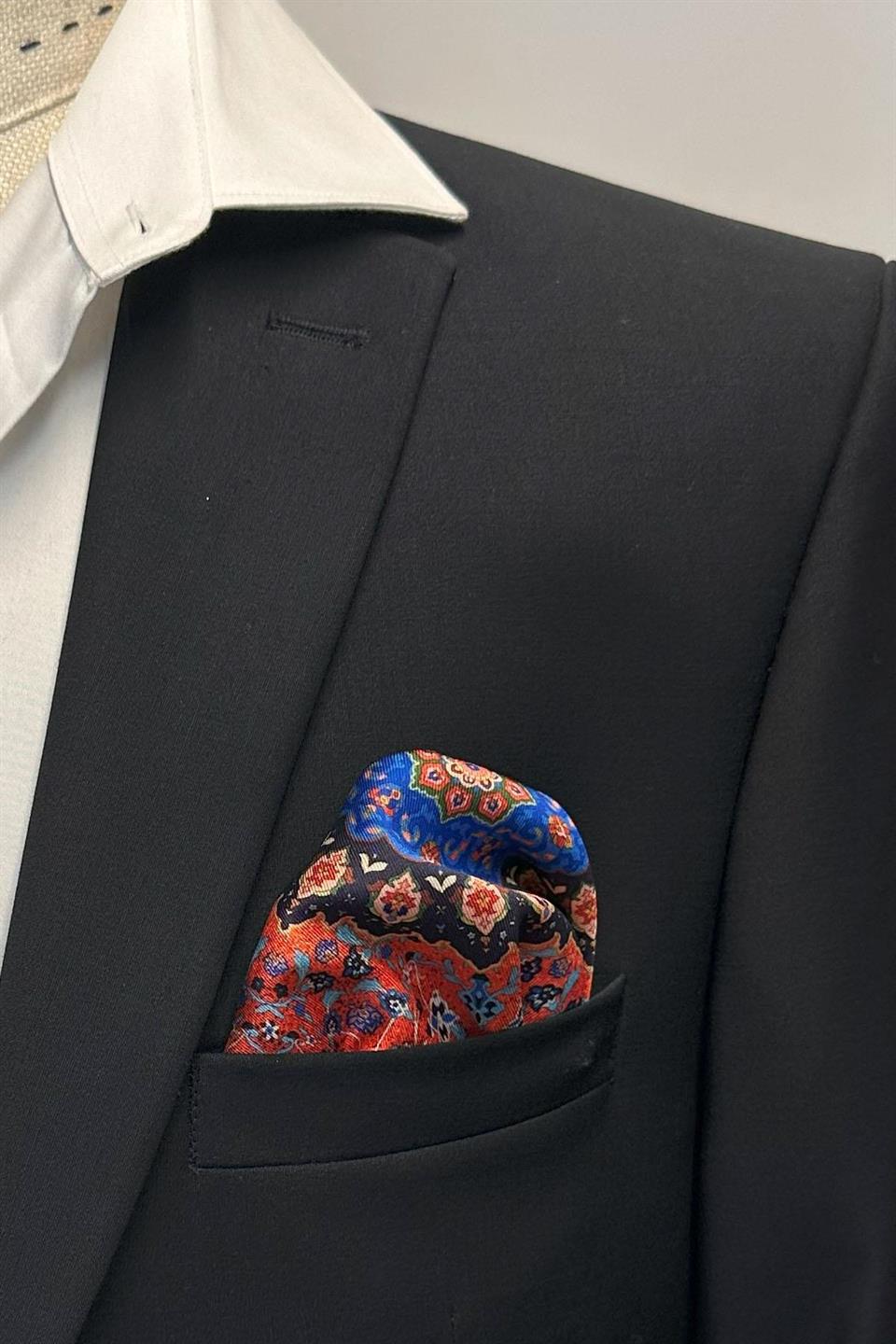 Çok Renkli Motif Desen Erkek Cep Mendili SPS637-117