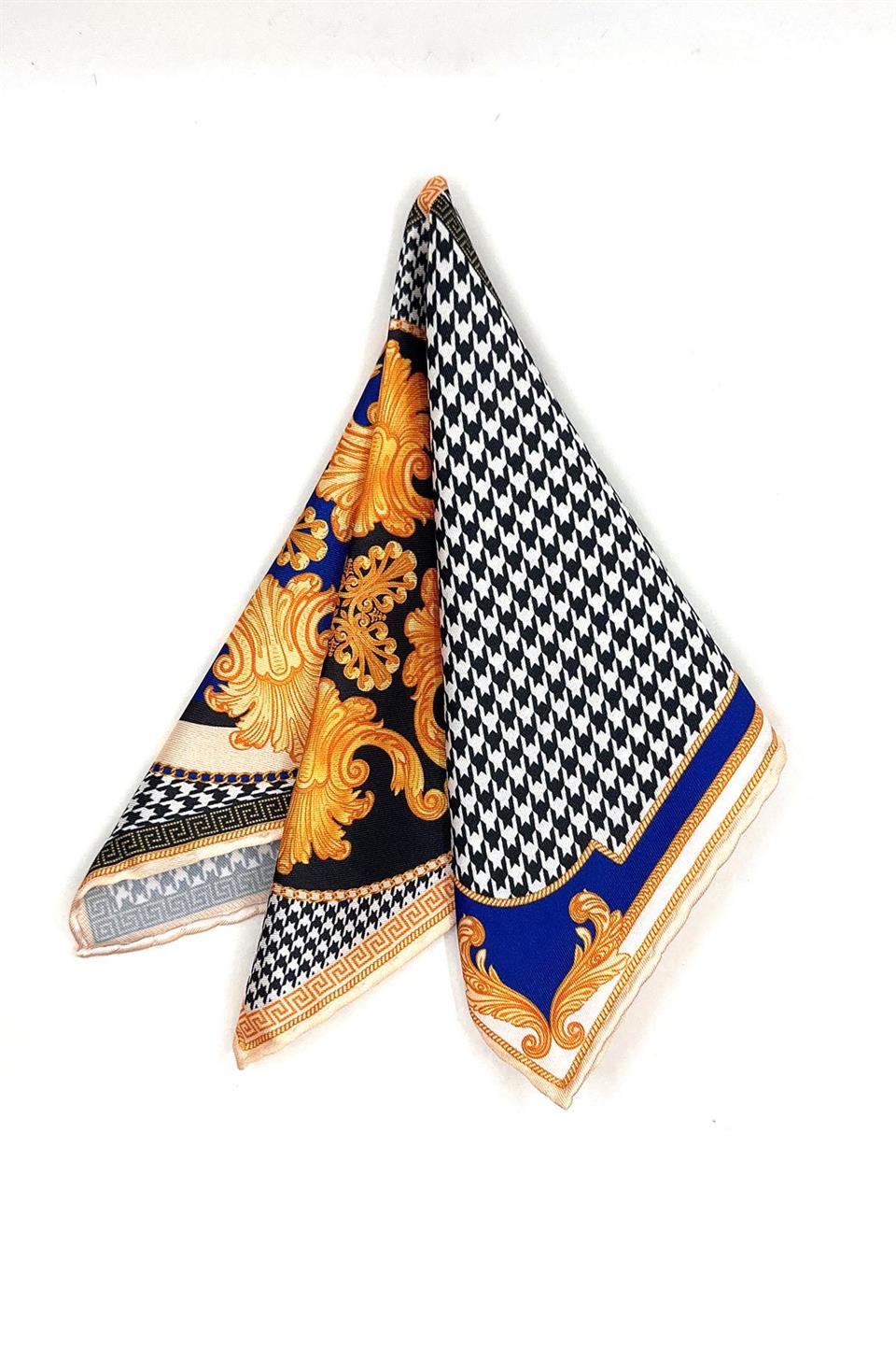 Çok Renkli Motif Desen Erkek Cep Mendili SPS581-78