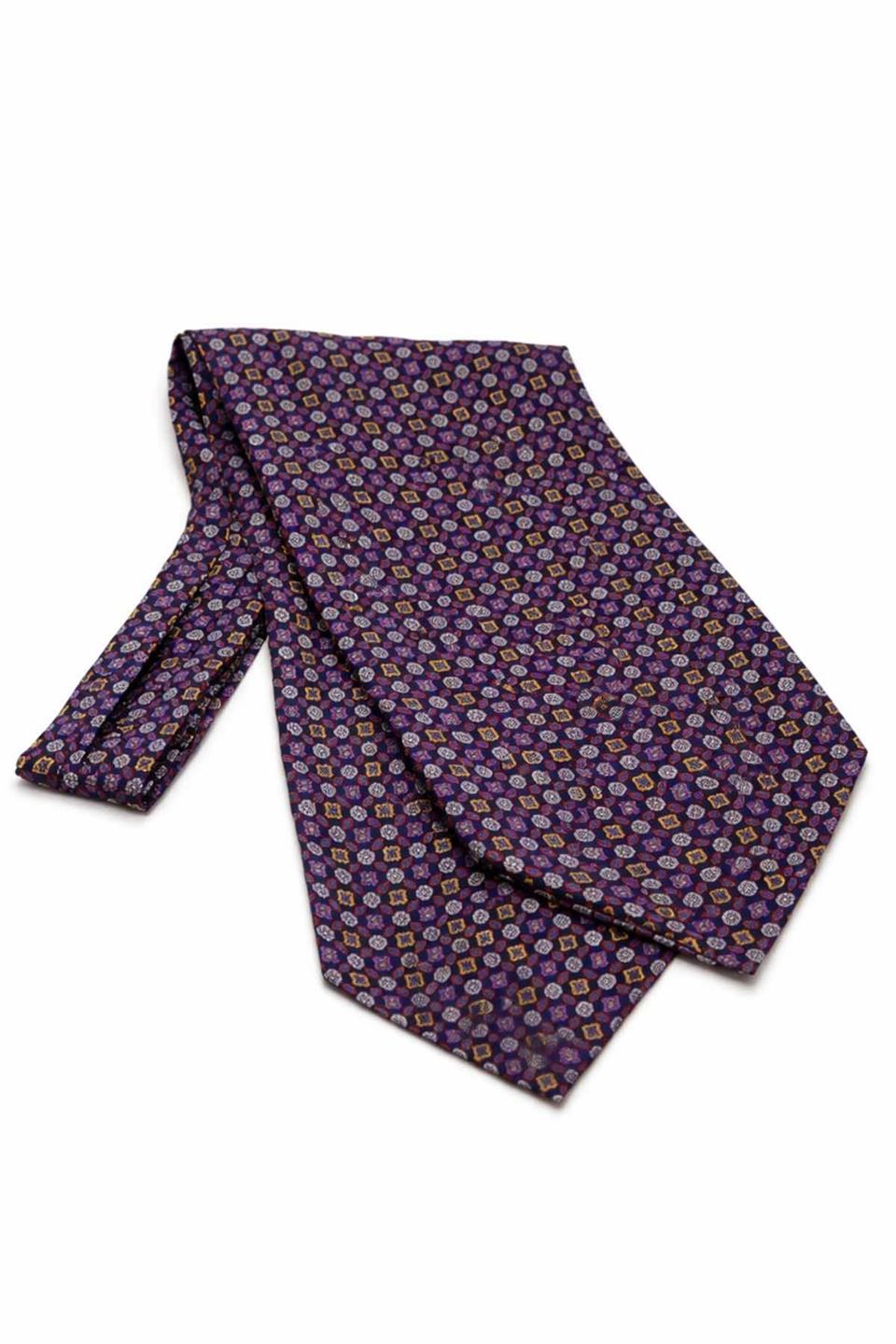 Çok Renkli Motif Desen İtalyan İpek Ascot Kravat SAC61