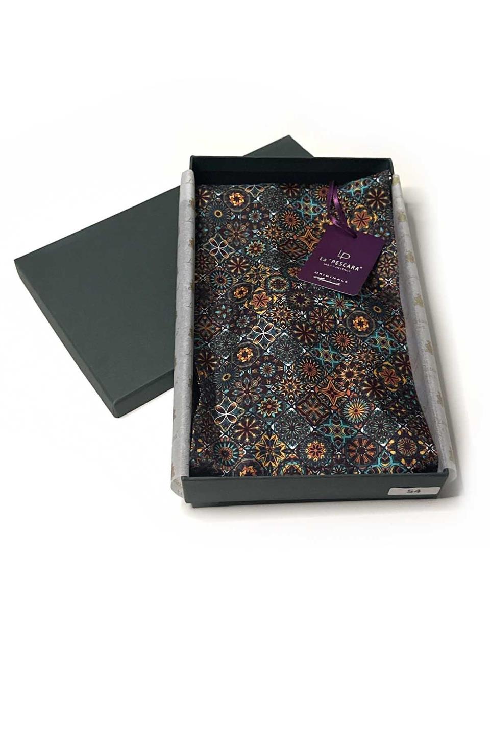 Çok Renkli Motif Desen İtalyan İpek Erkek Ascot K619