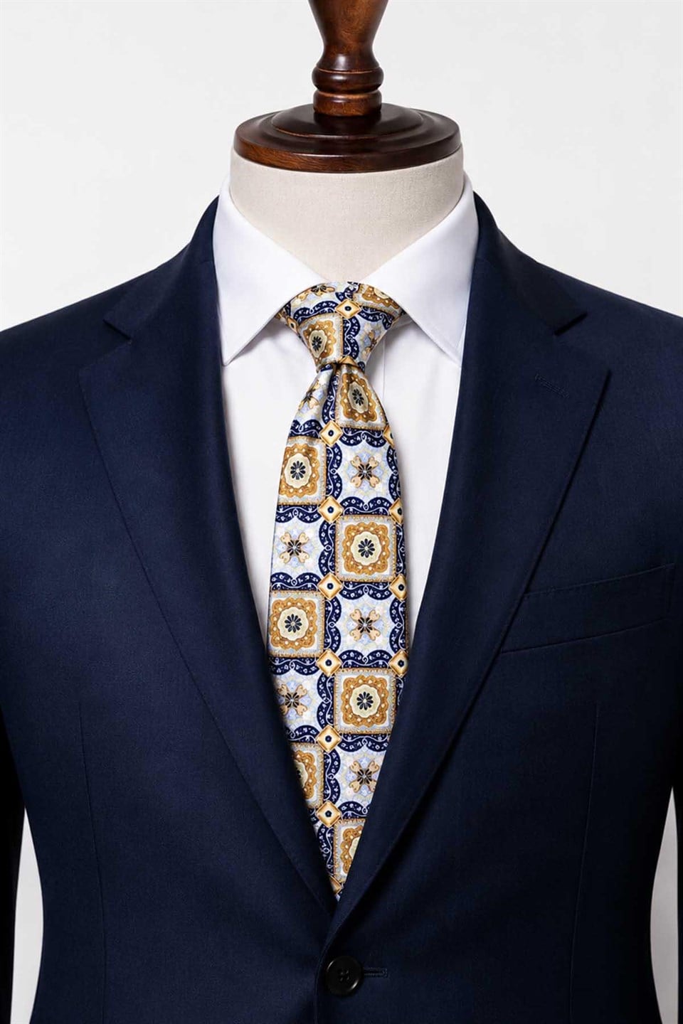 Çok Renkli Motif Desen İtalyan İpek Kravat İK2534
