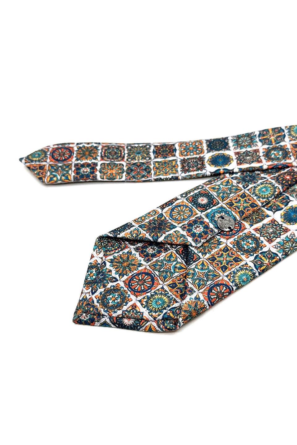 Çok Renkli Motif Desen Mendilli Klasik Kravat KK11783