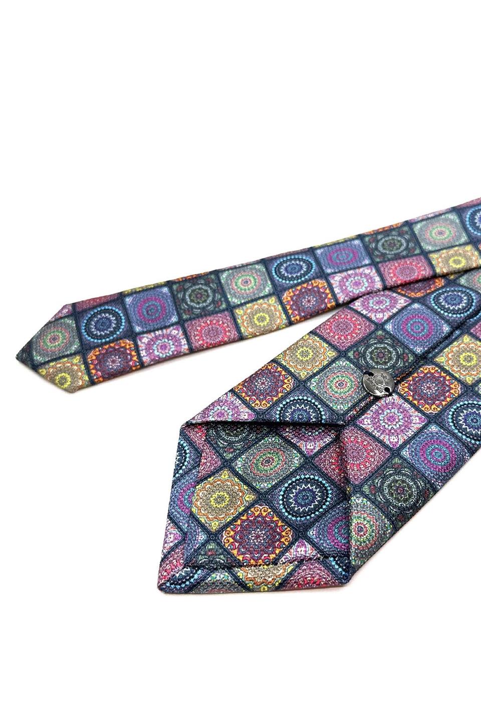 Çok Renkli Motif Desen Mendilli Klasik Kravat KK11444