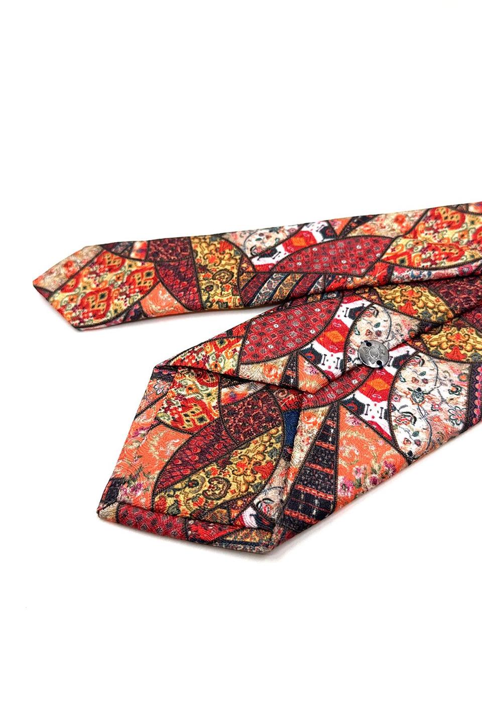 Çok Renkli Motif Desen Mendilli Klasik Kravat KK11794