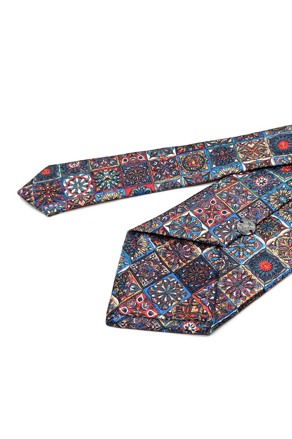 Çok Renkli Motif Desen Mendilli Klasik Kravat KK11793