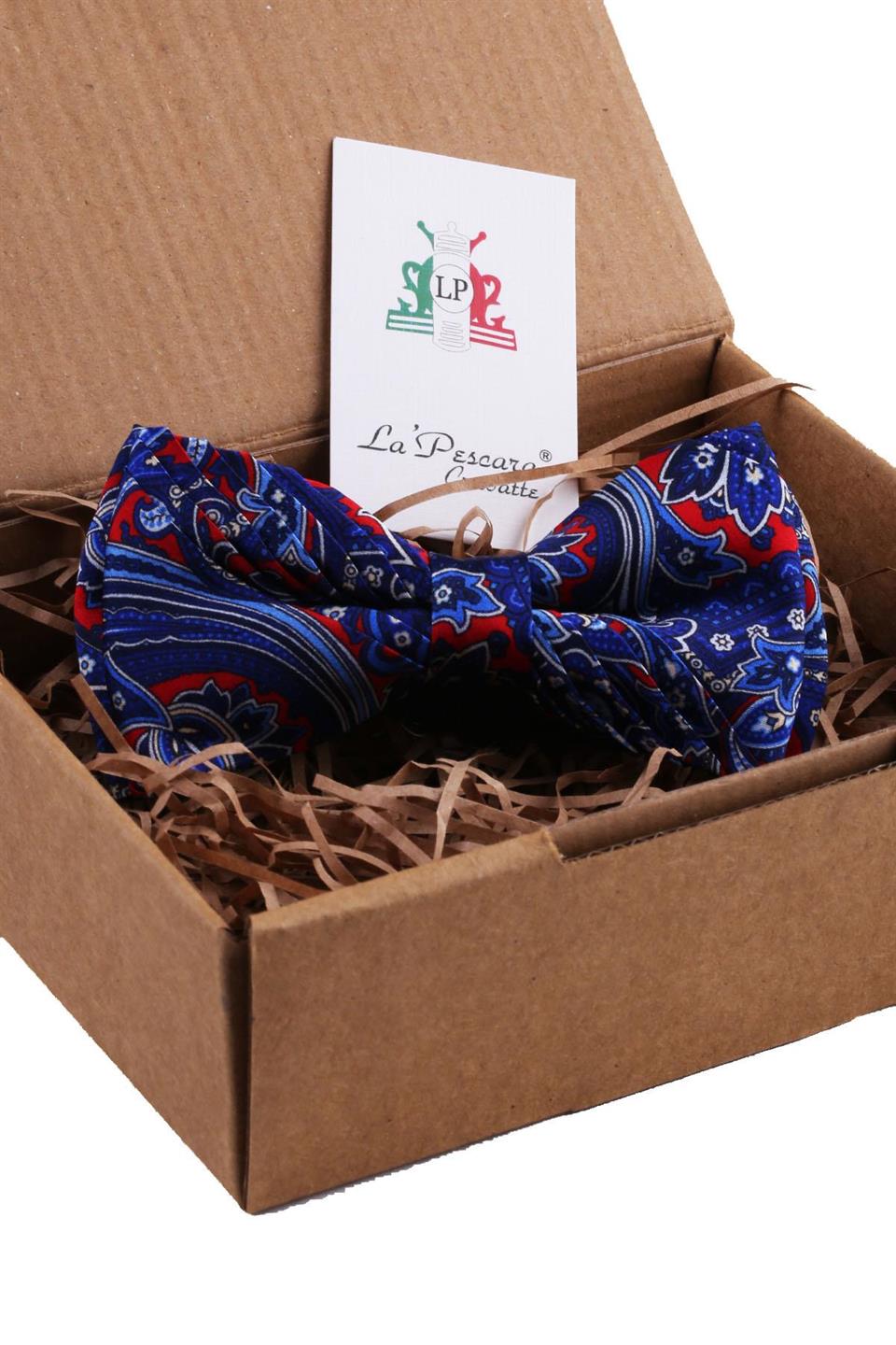 Çok Renkli Motif Desen Pilise İpek Papyon ESB41