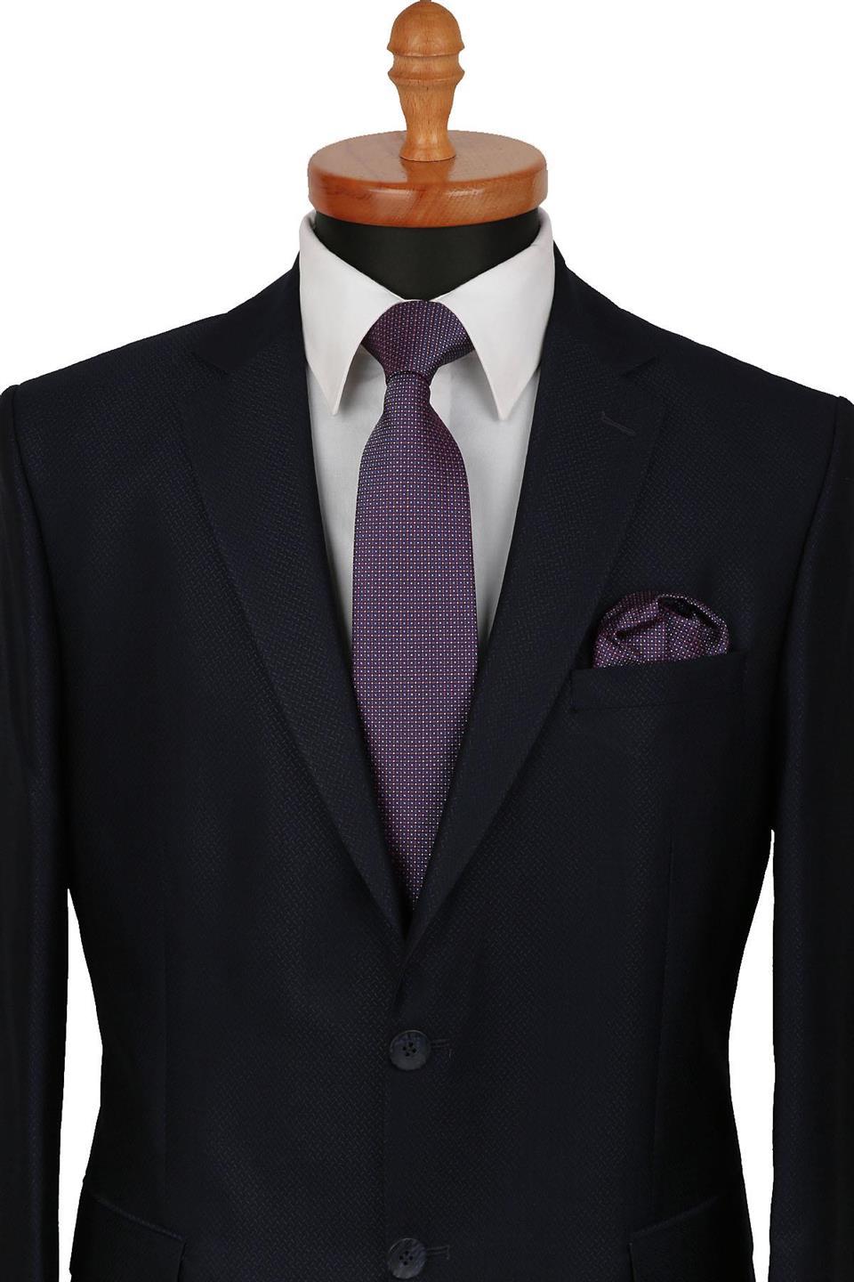 Çok Renkli Nokta Desen Mendilli Klasik Kravat KK9384