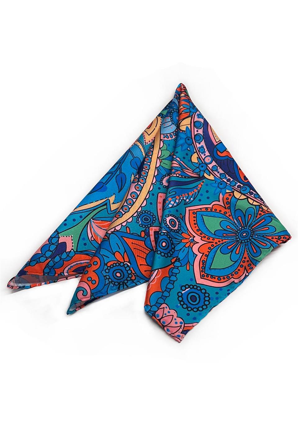 Çok Renkli Şal Desen Fular Bandana 55-55cm KDNF21