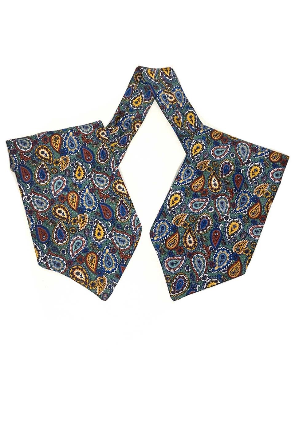 Çok Renkli Şal Desen İtalyan İpek Erkek Ascot K622
