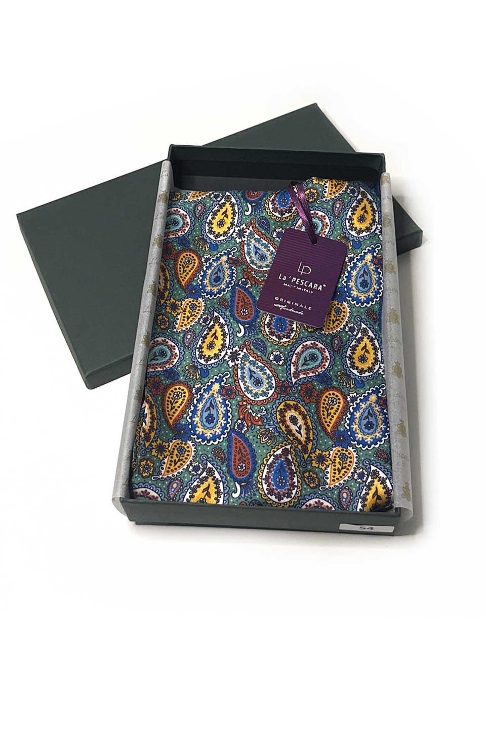 Çok Renkli Şal Desen İtalyan İpek Erkek Ascot K622