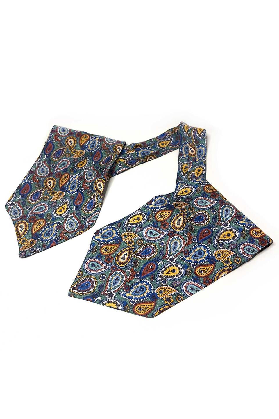 Çok Renkli Şal Desen İtalyan İpek Erkek Ascot K622