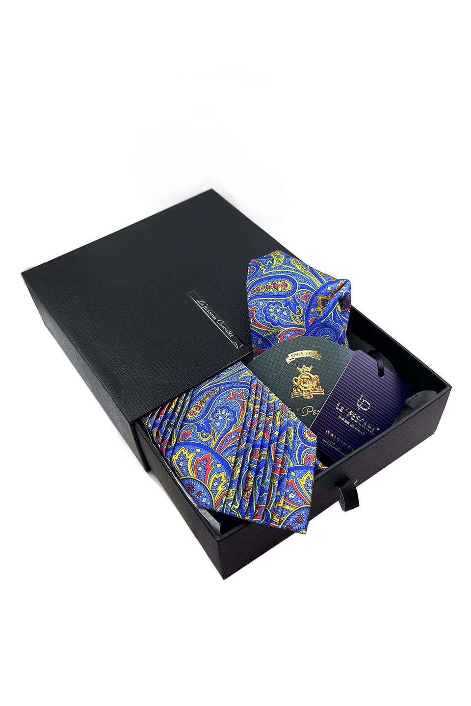 Çok Renkli Şal Desen İtalyan Piliseli İpek Kravat EST161