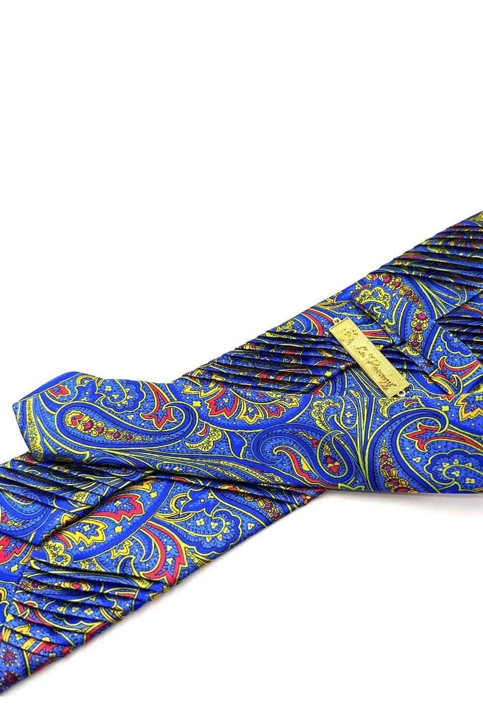 Çok Renkli Şal Desen İtalyan Piliseli İpek Kravat EST161