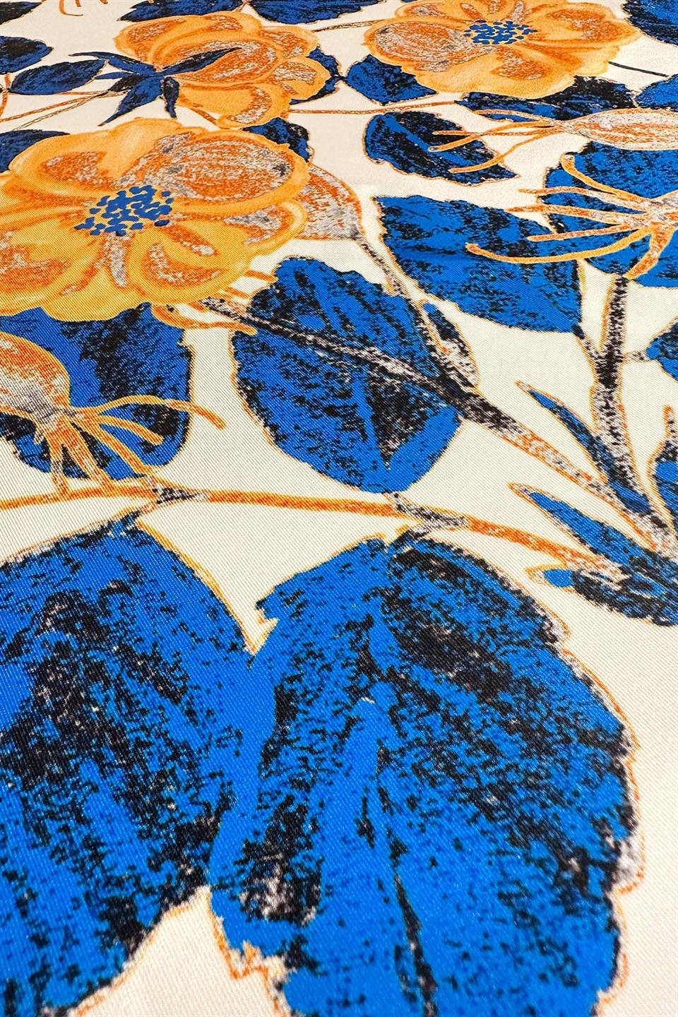 Çok Renkli Yaprak Motifli Fular Bandana 55-55 cm KDNF15