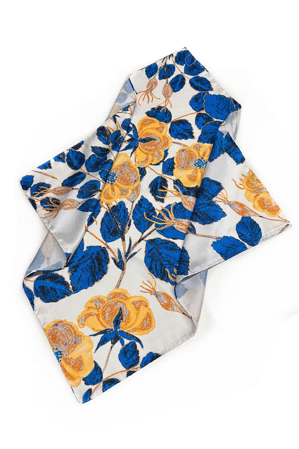 Çok Renkli Yaprak Motifli Fular Bandana 55-55 cm KDNF15