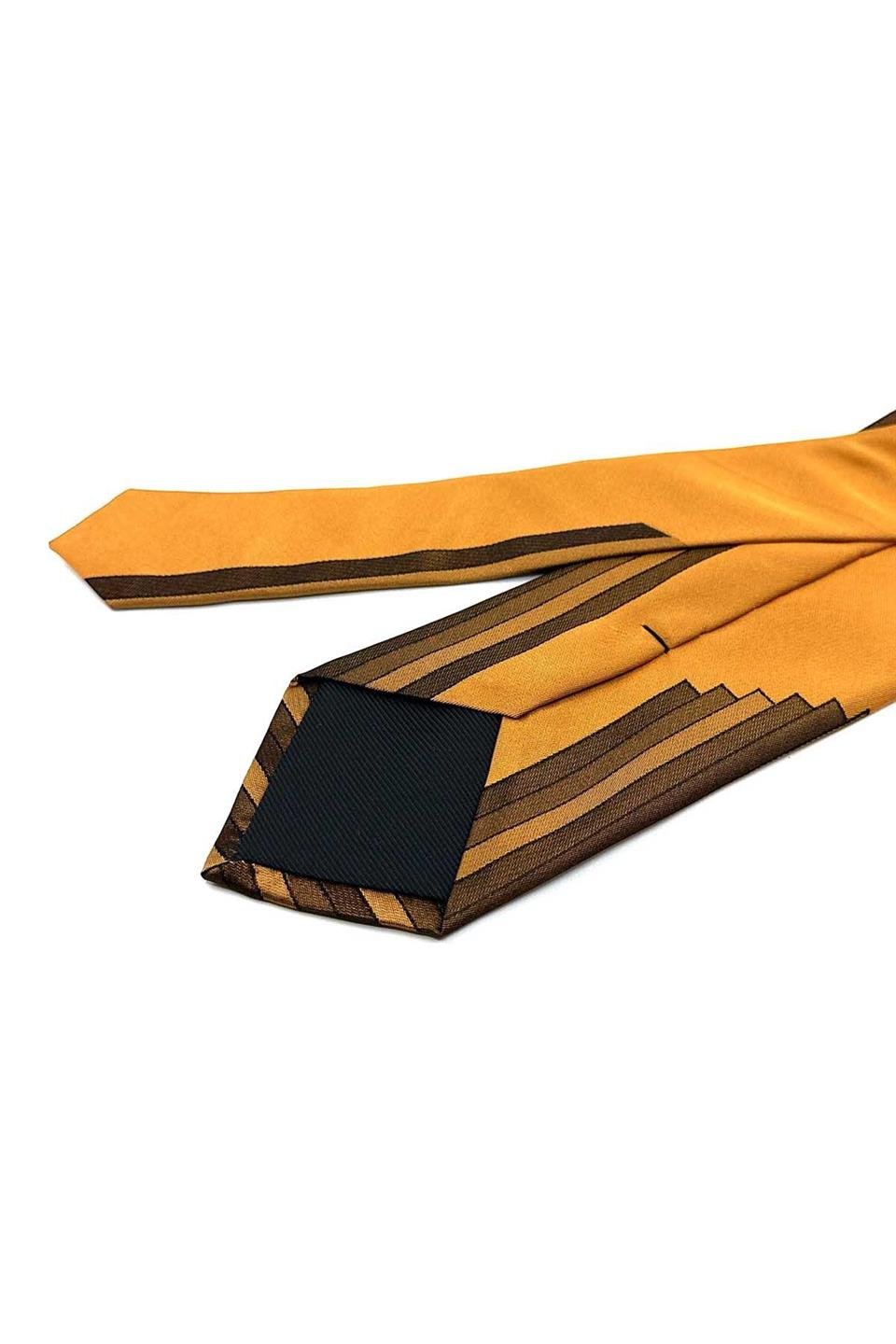 Cork Style Hardal Motif Desen İtalyan İpek Kravat İK1929