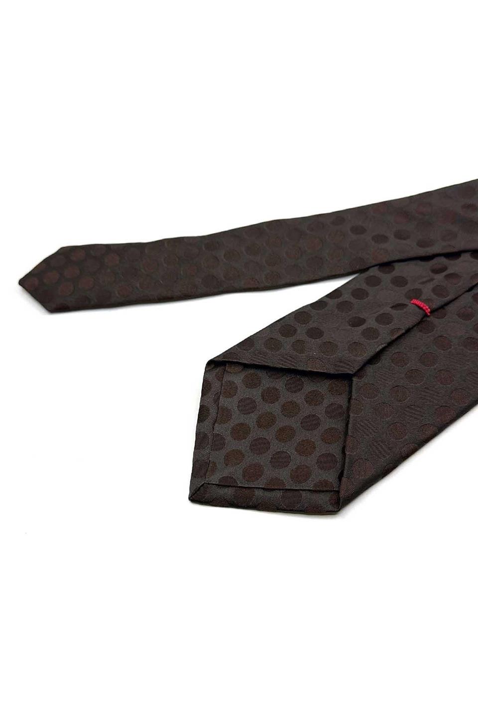 Cresto Style Kahve Kendinden Desen İtalyan İpek Kravat İK2273