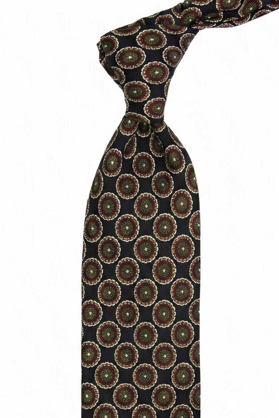 Creva Style Siyah Motif Desen İtalyan İpek Kravat İK2238