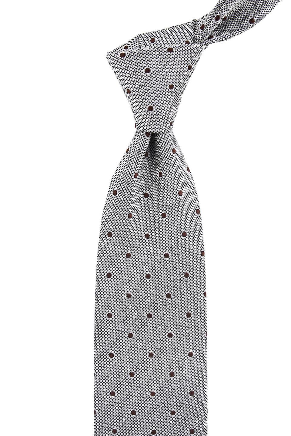 Crotto Style Gri Puantiye Desen İtalyan İpek Kravat İK748