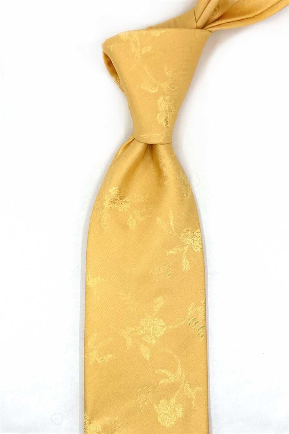 Curragheen Style Sarı Düz İtalyan İpek Kravat İK1935