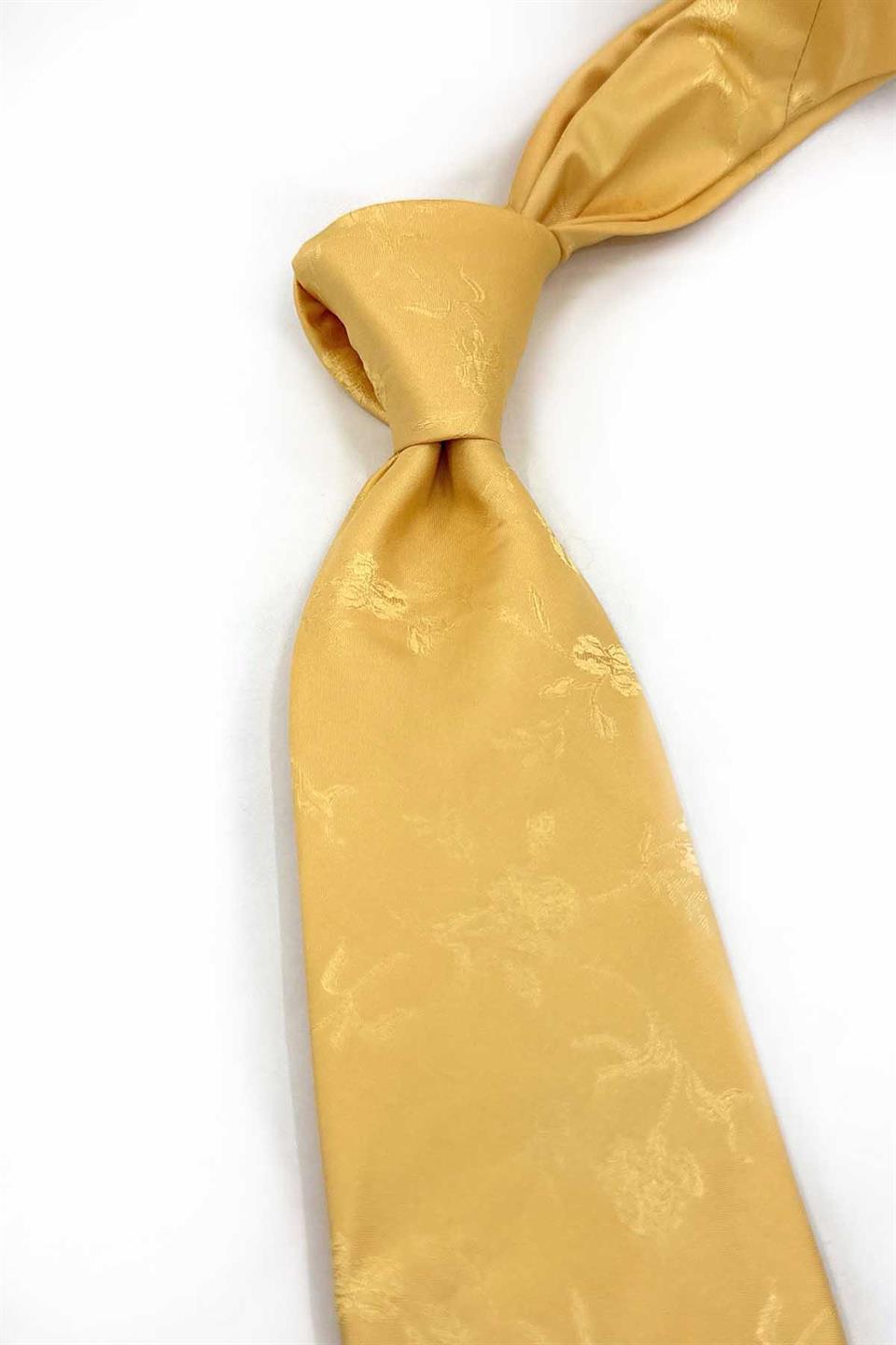 Curragheen Style Sarı Düz İtalyan İpek Kravat İK1935