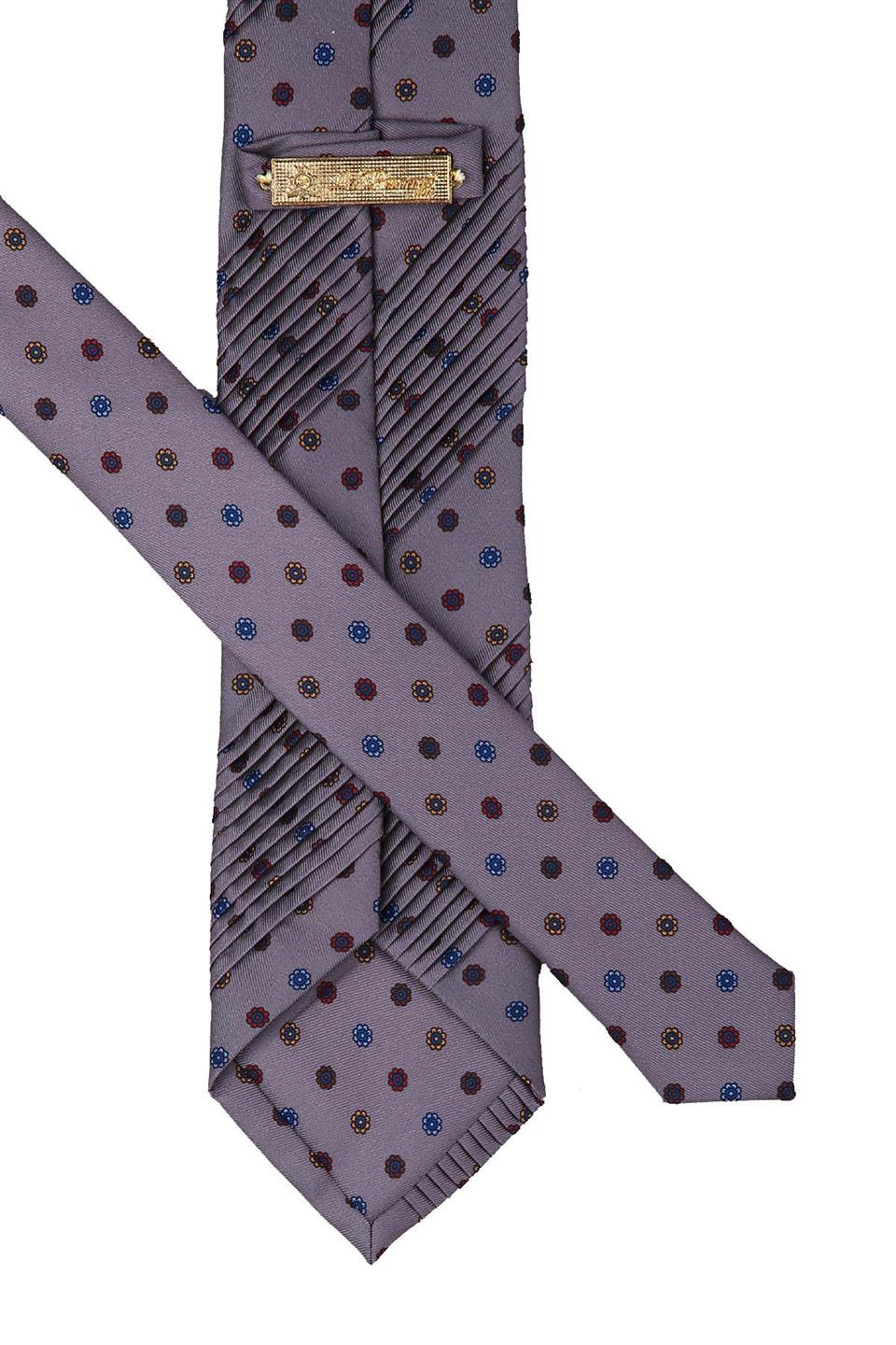 Dahlias Style Gri Motif Desen İtalyan Piliseli Kravat CRK09