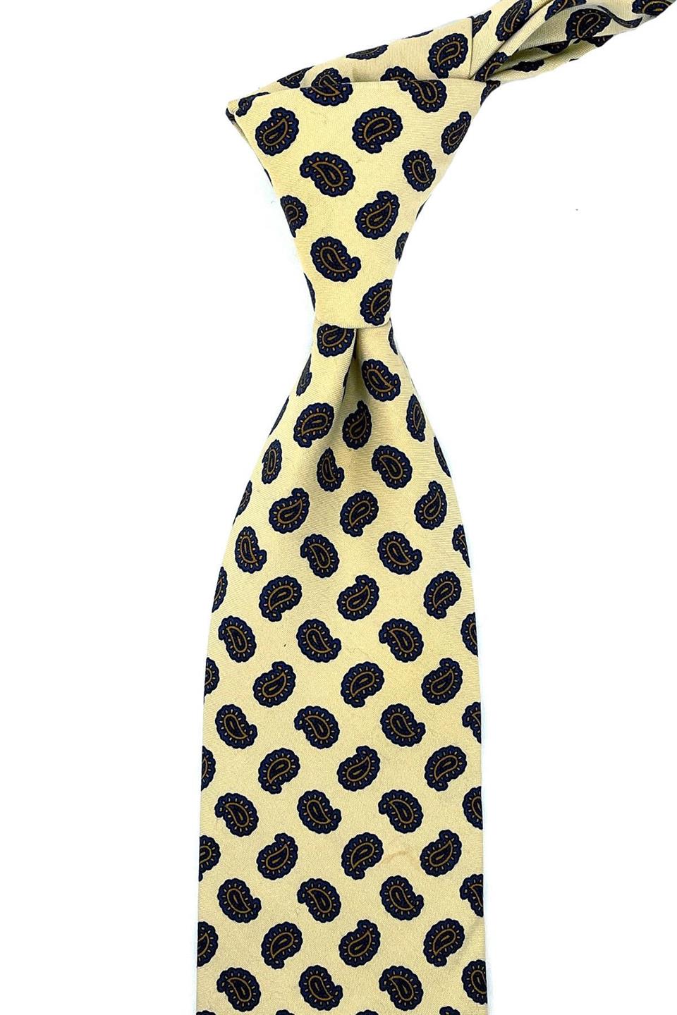 Dinoto Style Bej Şal Desen İtalyan İpek Kravat İK1050