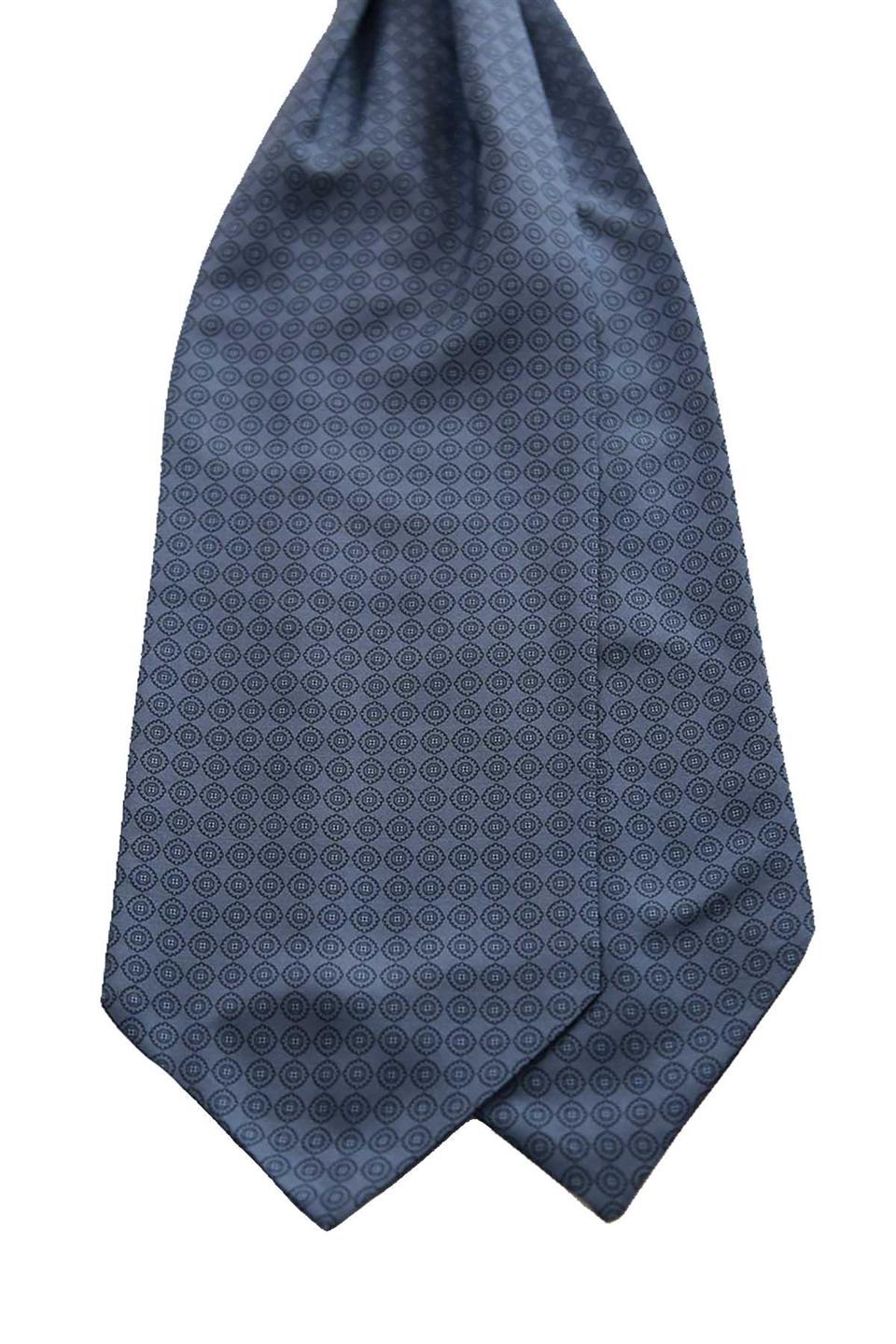 Duman Mavisi Puantiye Desen İtalyan İpek Ascot Fular K652
