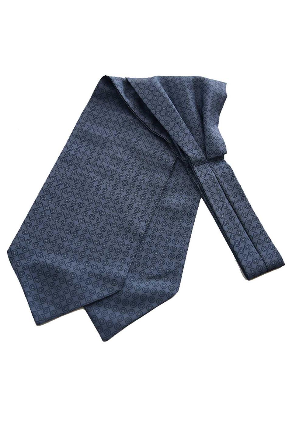 Duman Mavisi Puantiye Desen İtalyan İpek Ascot Fular K652