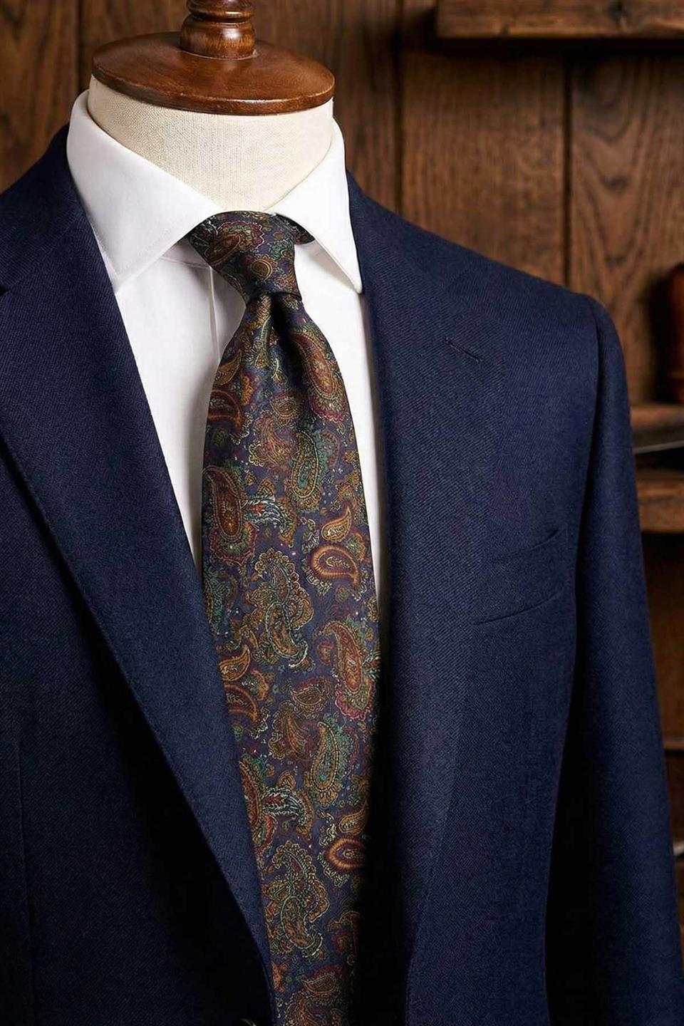 Dumenza Style Çok Renkli Şal Desen İtalyan İpek Kravat İK2231