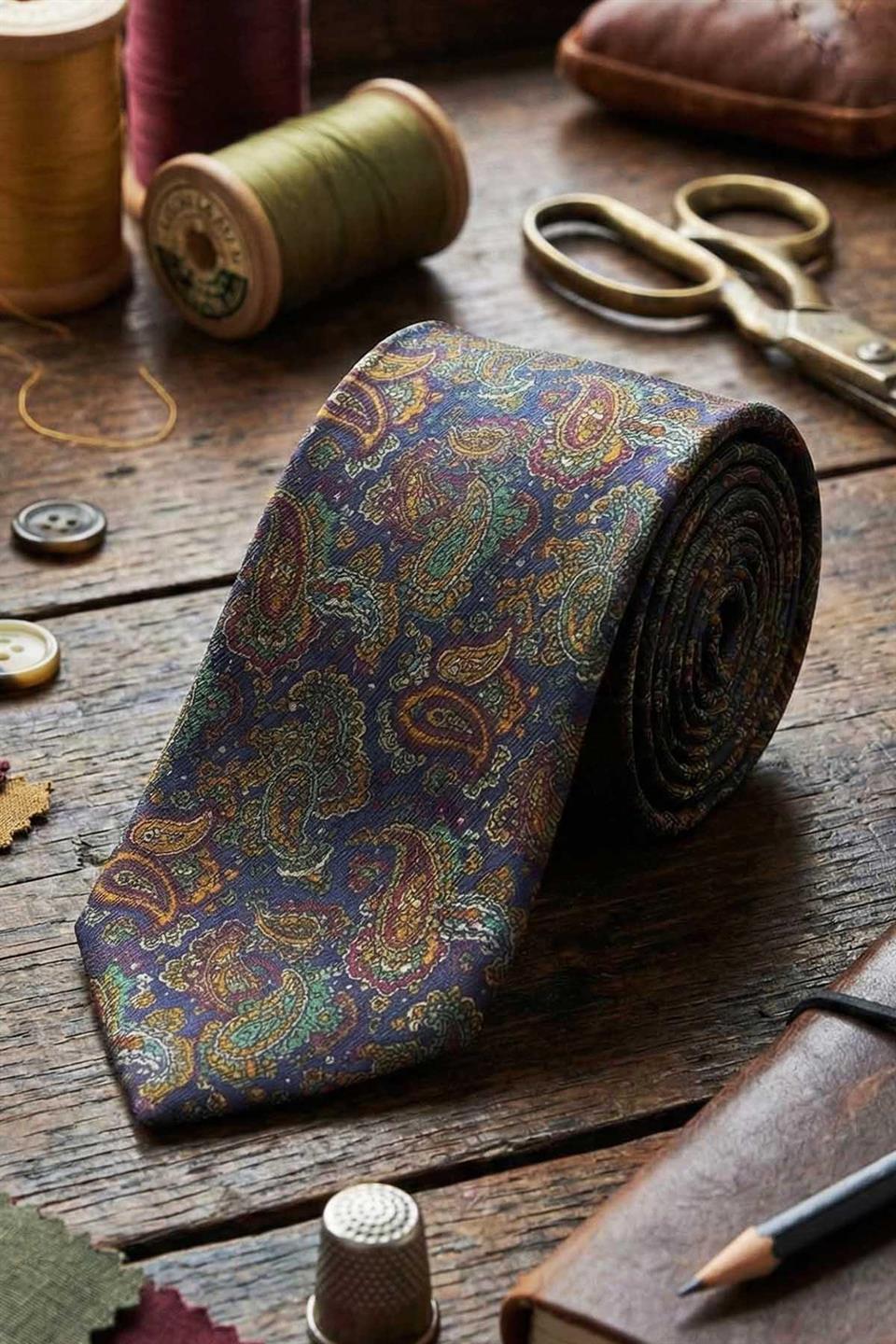 Dumenza Style Çok Renkli Şal Desen İtalyan İpek Kravat İK2231