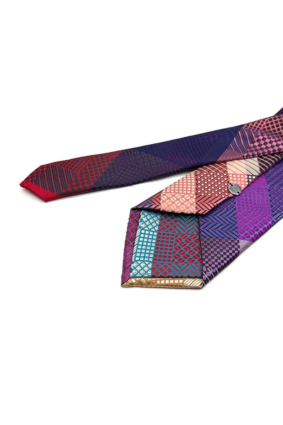 Ekose Desen Çok Renkli Patchwork Klasik Kravat KK13387