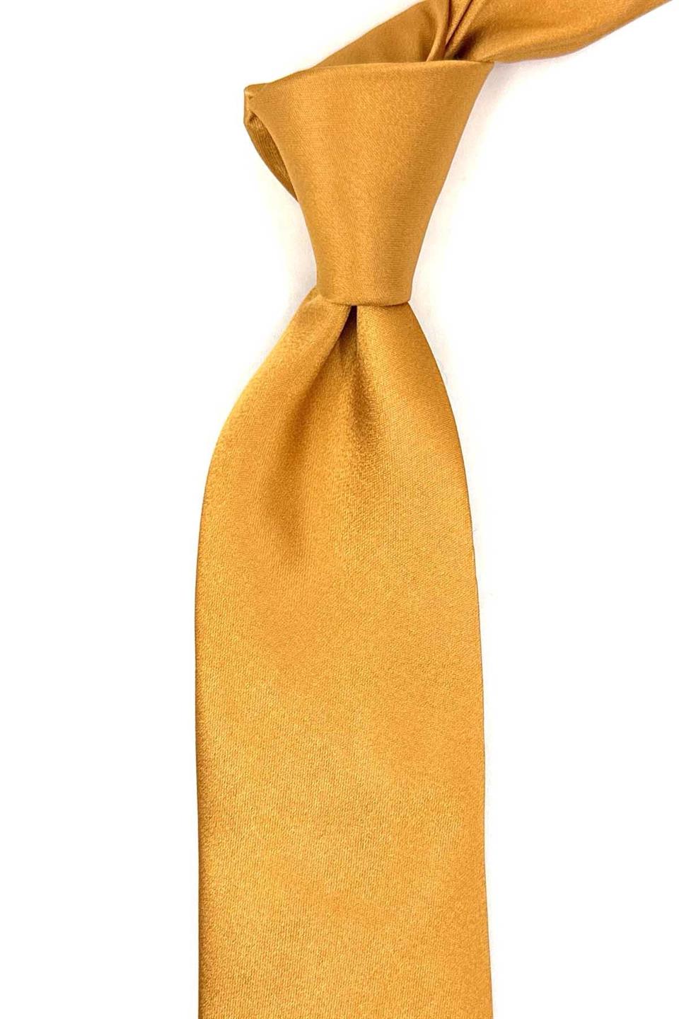 Finbarr Style Koyu Sarı Düz İtalyan İpek Kravat İK1920