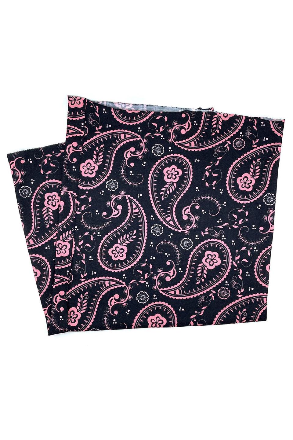 Floral Paisley Siyah Fuşya Bandana BND46