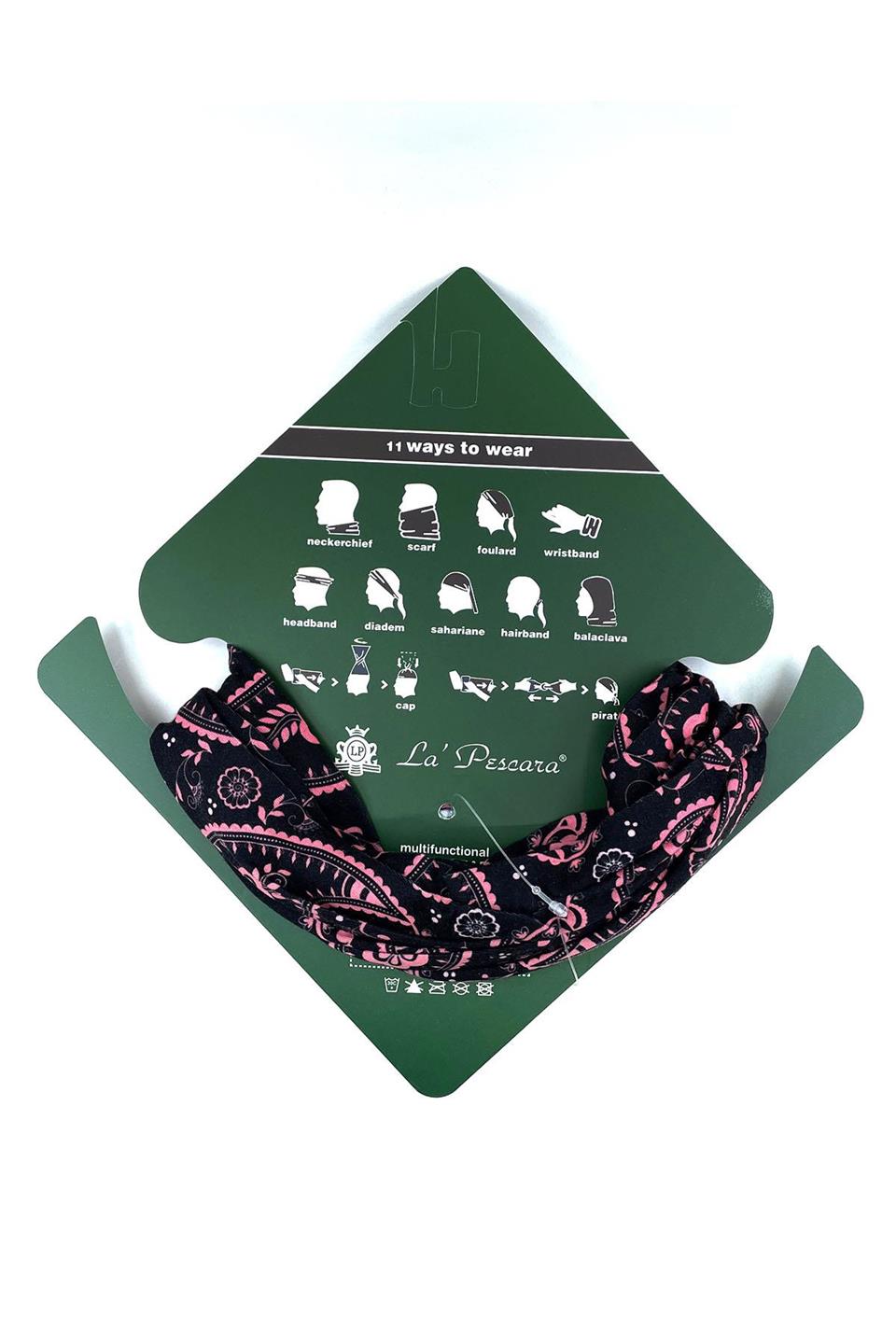 Floral Paisley Siyah Fuşya Bandana BND46