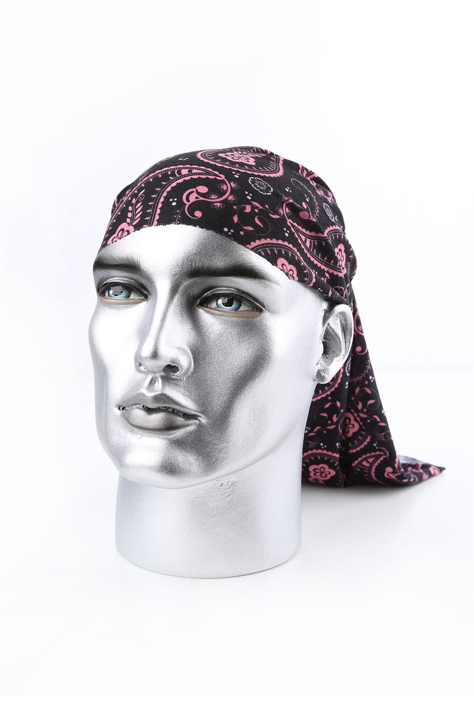 Floral Paisley Siyah Fuşya Bandana BND46