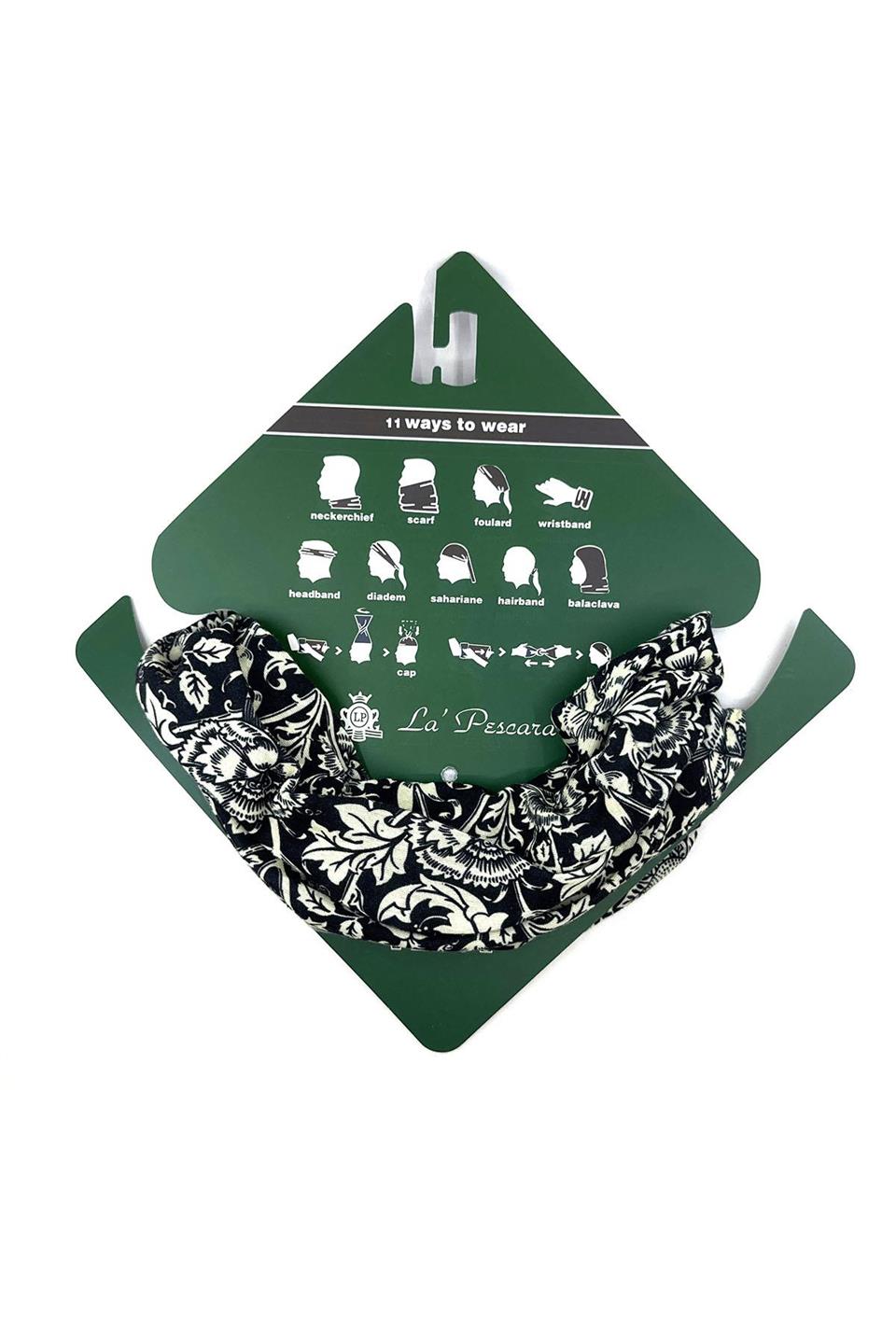 Flower Siyah - Beyaz Bandana BND94