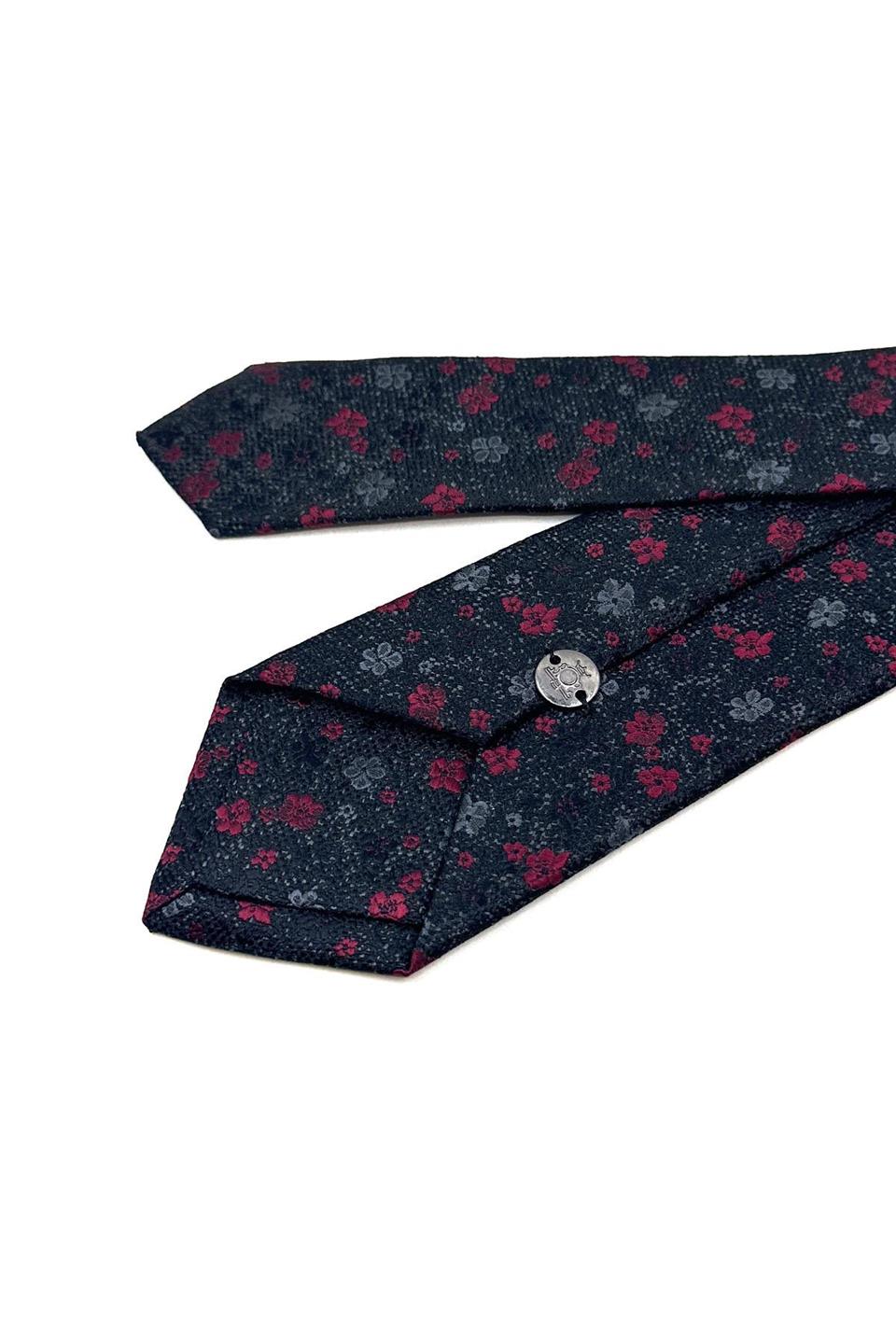 Füme Çiçek Desen İnce Kravat SK7942