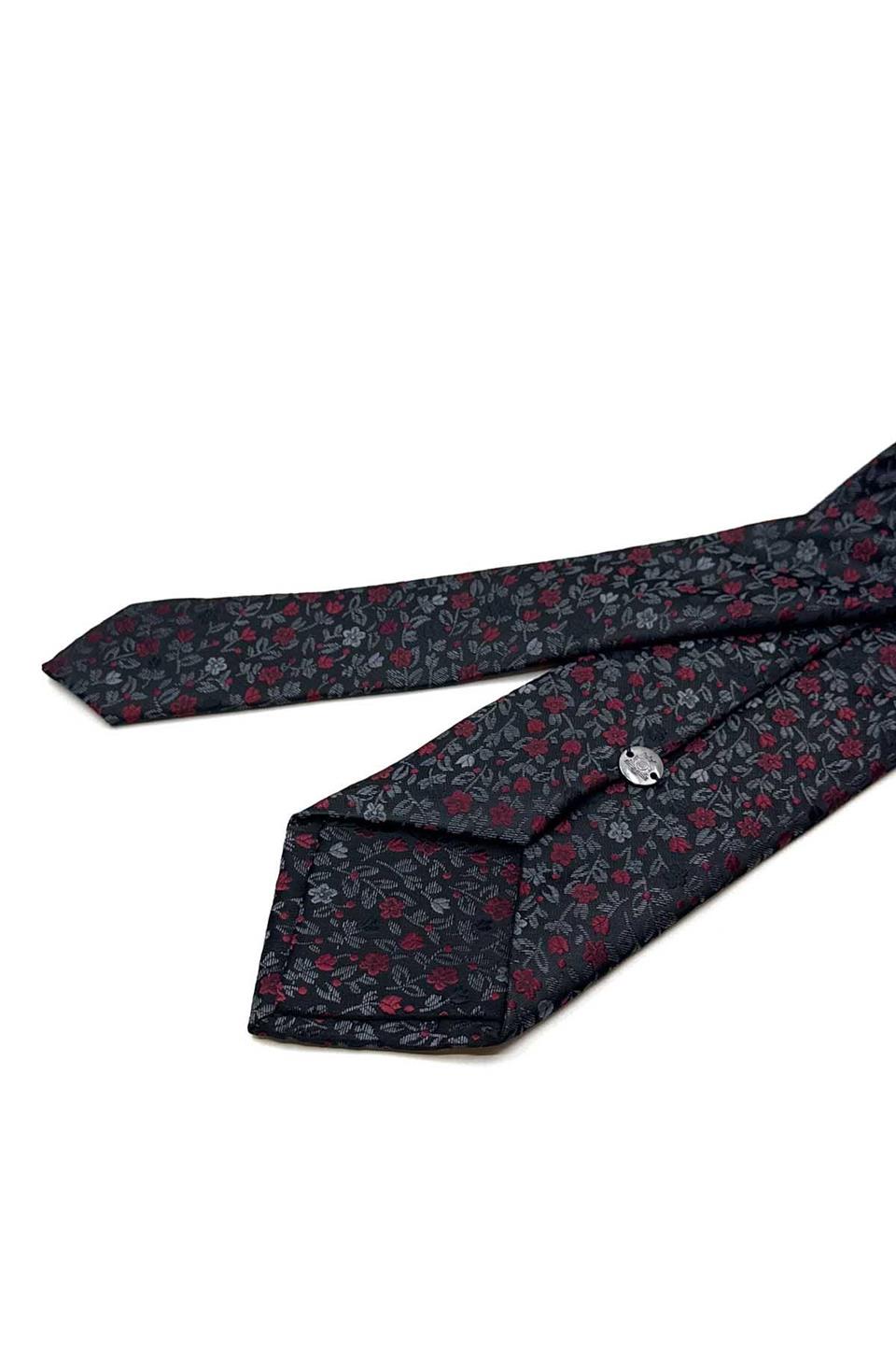 Füme Çiçek Desen Mendilli Klasik Kravat KK12976