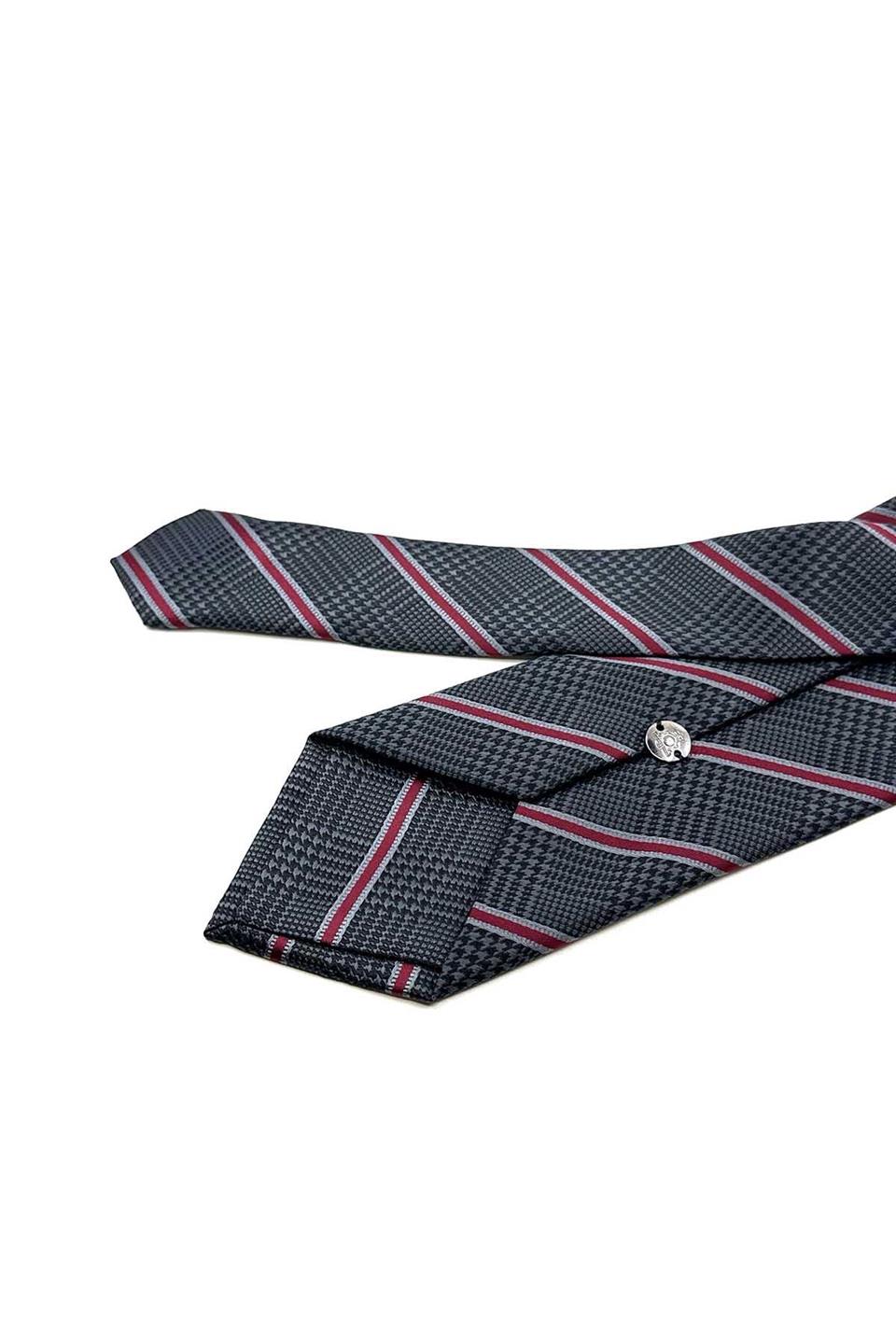Füme Çizgi Desen Mendilli Klasik Kravat KK12368