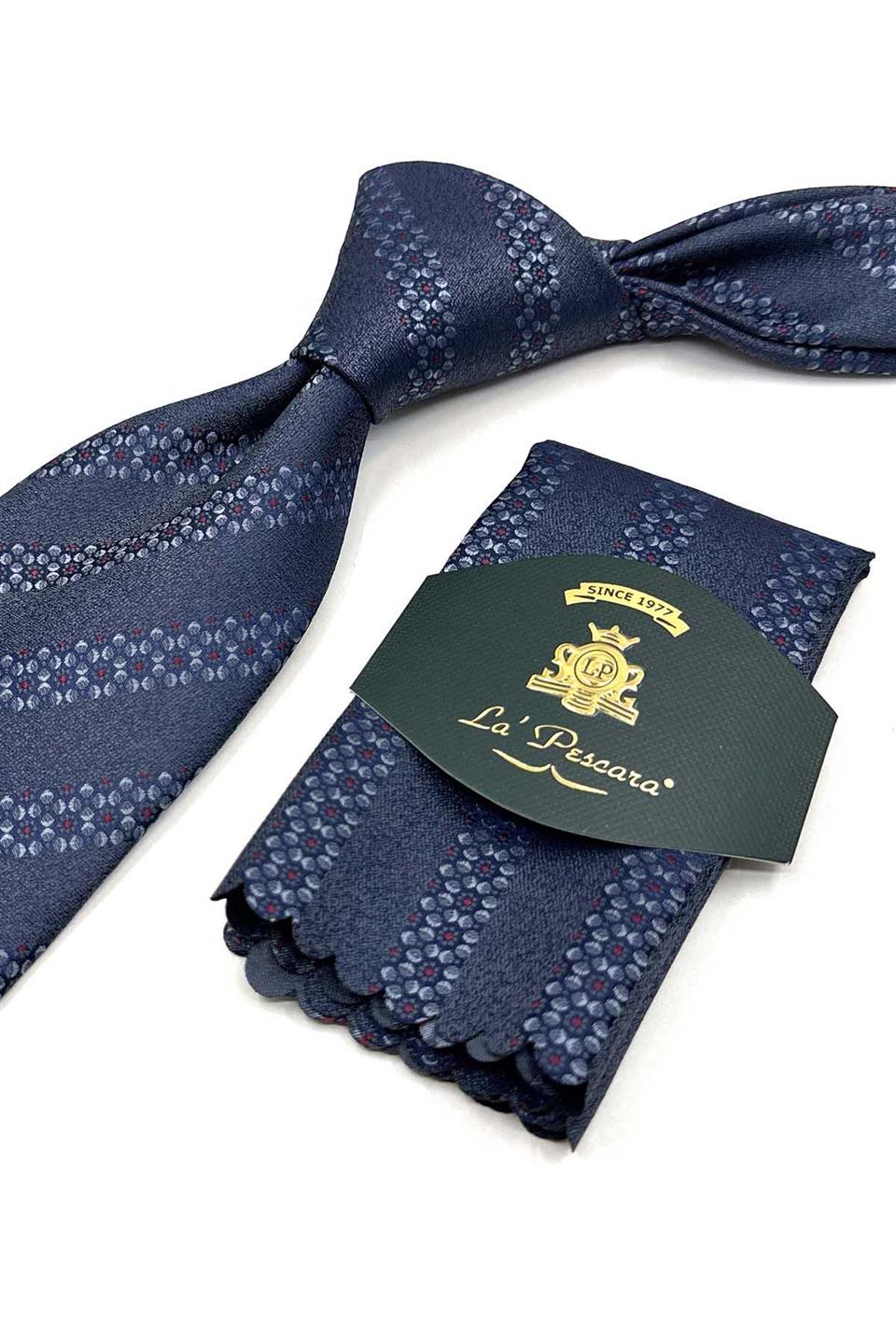 Füme Çizgi Desen Mendilli Klasik Kravat KK13465