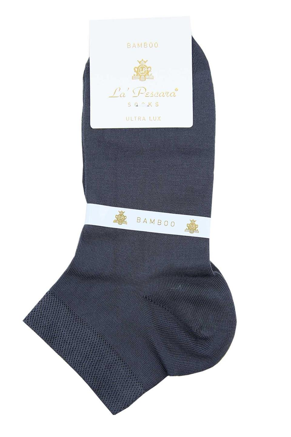 Füme Düz Ultra Lüks Bambu Tekli Yarım Erkek Çorap CRP351