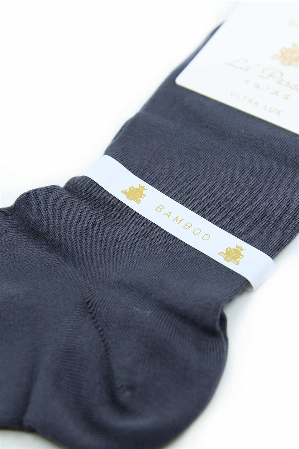 Füme Düz Ultra Lüks Bambu Tekli Yarım Erkek Çorap CRP351